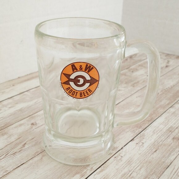 A&W Root Beer Glass Mug Vtg Collectible 1961 Orange & Black Bulls Eye Logo 5” - Picture 2 of 11
